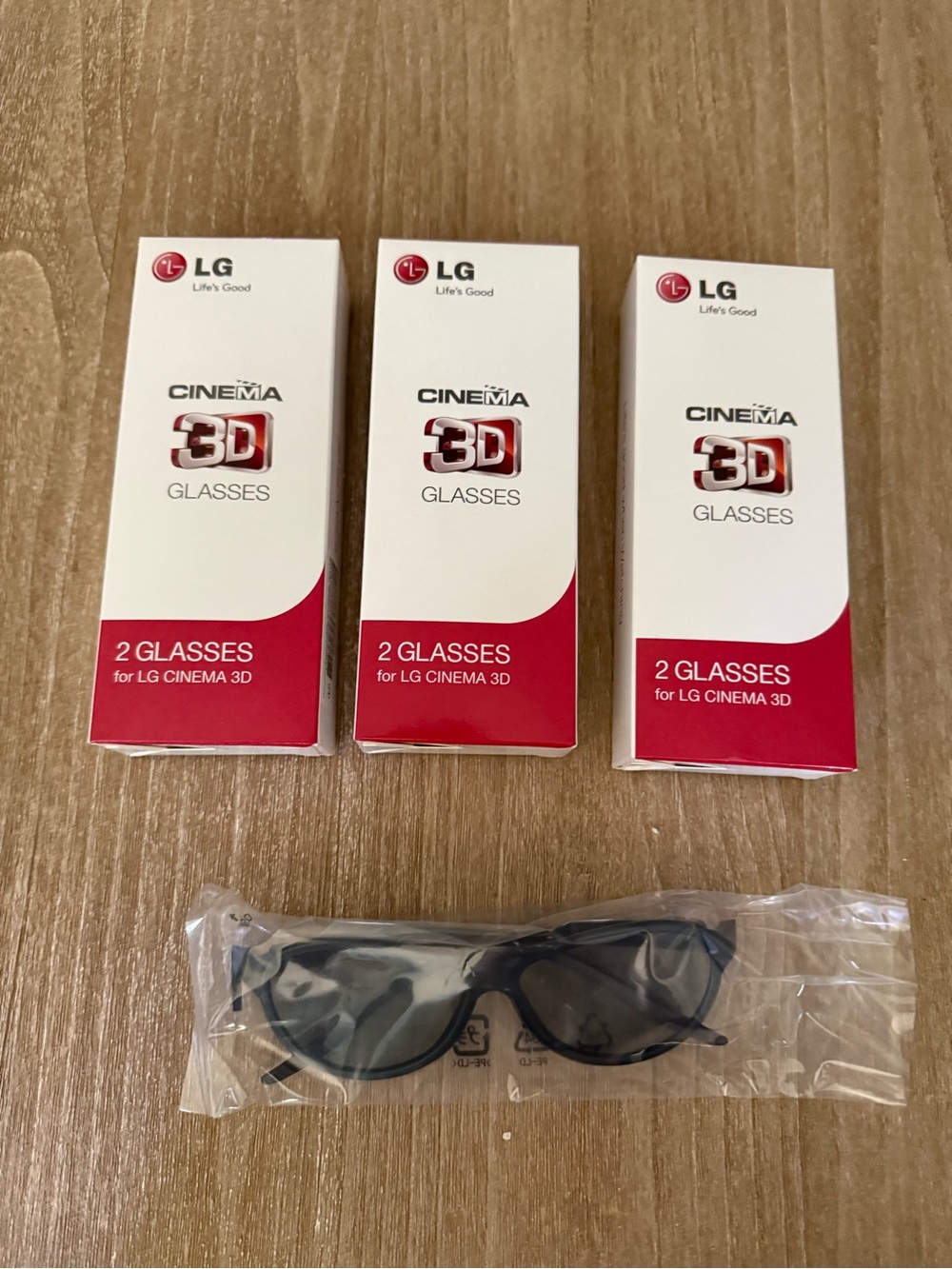 LG AG-F310 Cinema 3D Glasses NEW- Black 6 Pairs